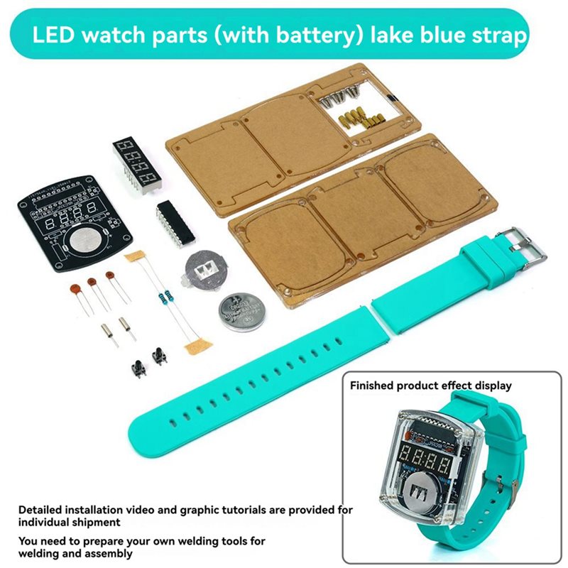 طقم ساعة LED إلكترونية للتركيب - مراجعة Diy Electronics Watch وسعره
