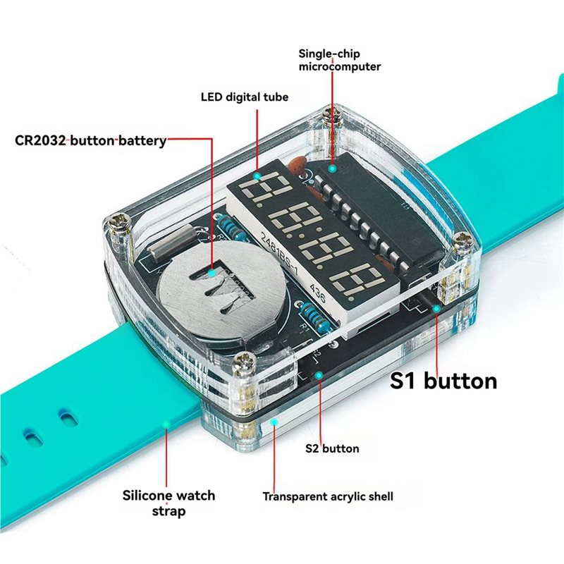 طقم ساعة إلكترونية LED للتركيب - مراجعة Diy Electronics Watch وسعره